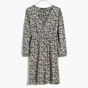 v-neck button-front mini dress in forest leaves